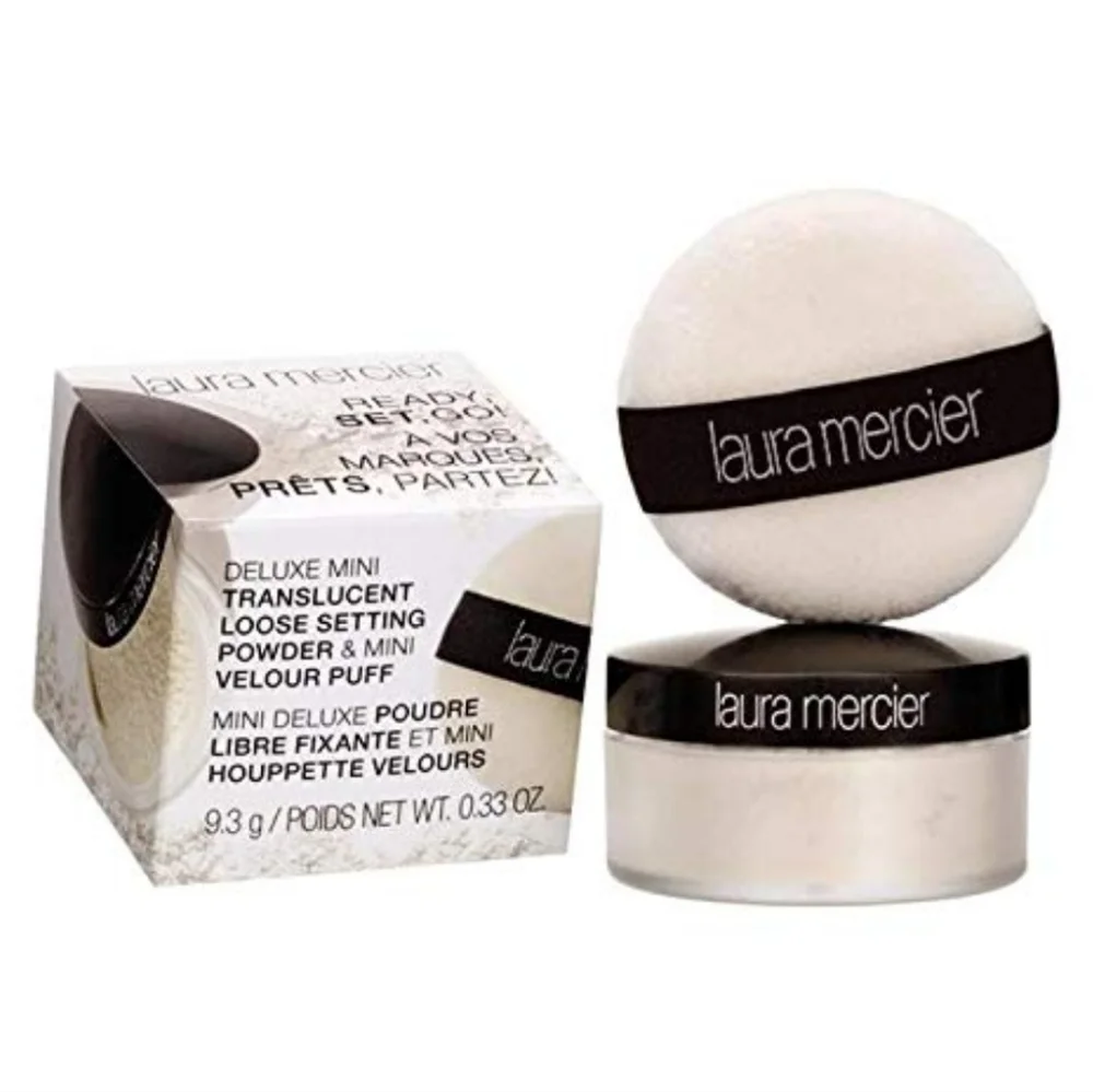 Laura Mercier Delux Mini Translucent Loose Setting Powder & Velour Puff New